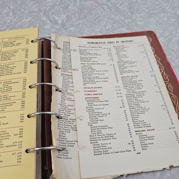 Betty Crockers Red Picture Cookbook Hardcover ephemera paper 5 ring binder flaws - Picture 8 of 11